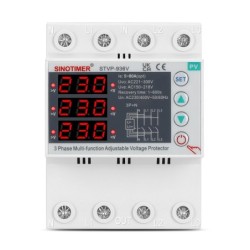 Releu trifazic SINOTIMER, siguranta digitala de protectie tensiune trifazic 80A, recuperare automata, STVP936V-80A